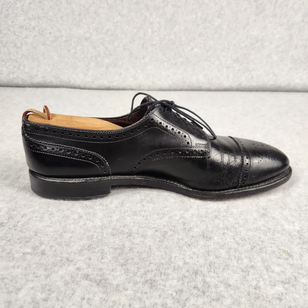Allen Edmonds Sanford Shoes Mens Size 9.5‎ Black Oxford Brogue Dress Leather USA